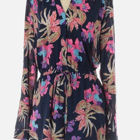 Daniel Rainn | Navy & Bright Floral Romper | Size L - Picture 1 of 6